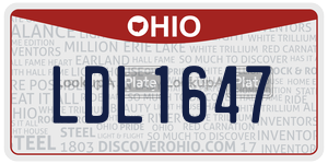 LDL1647  license plate in OH