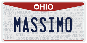 MASSIMO license plate in Ohio