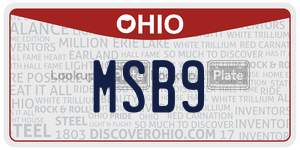 MSB9 license plate in Ohio