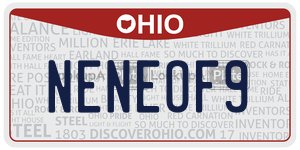 NENEOF9 license plate in Ohio