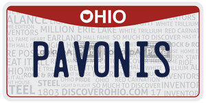 PAVONIS license plate in Ohio