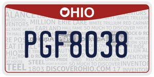 PGF8038  license plate in OH
