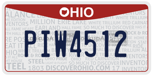 PIW4512 license plate in Ohio
