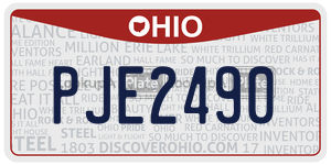 PJE2490 license plate in Ohio