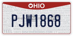 PJW1868 license plate in Ohio