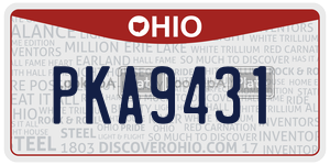 PKA9431  license plate in OH