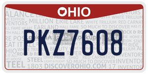 PKZ7608 license plate in Ohio