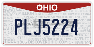 PLJ5224  license plate in OH