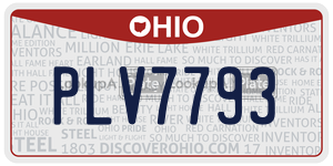 PLV7793 license plate in Ohio