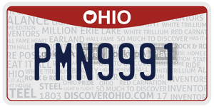 PMN9991 license plate in Ohio