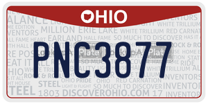 PNC3877  license plate in OH