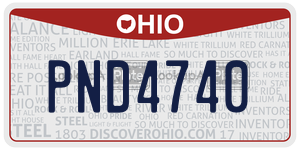 PND4740 license plate in Ohio