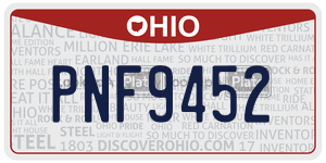PNF9452 license plate in Ohio