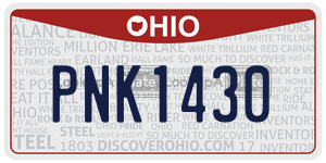 PNK1430 license plate in Ohio