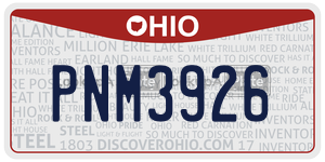 PNM3926  license plate in OH