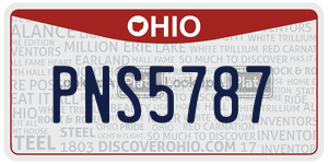 PNS5787  license plate in OH