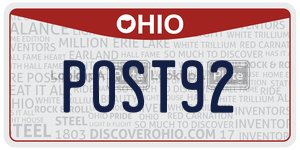 POST92 license plate in Ohio