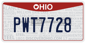 PWT7728  license plate in OH