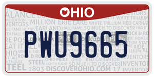 PWU9665  license plate in OH