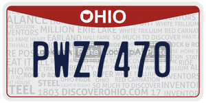 PWZ7470 license plate in Ohio