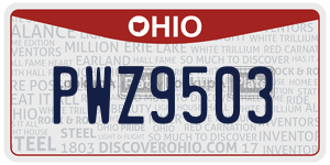PWZ9503 license plate in Ohio