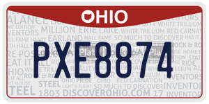 PXE8874  license plate in OH