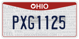 PXG1125  license plate in OH