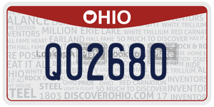Q02680 license plate in Ohio