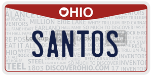 SANTOS license plate in Ohio