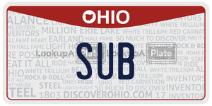 SUB license plate in Ohio