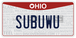 SUBUWU license plate in Ohio