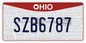 SZB6787  license plate in OH