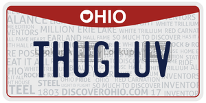 THUGLUV license plate in Ohio
