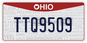 TTQ9509 license plate in Ohio