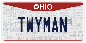 TWYMAN license plate in Ohio