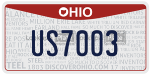 US7003 license plate in Ohio