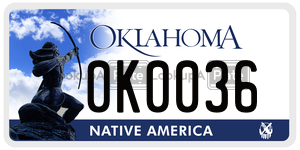 0K0036  license plate in OK