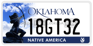 18GT32  license plate in OK