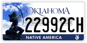 22992CH  license plate in OK