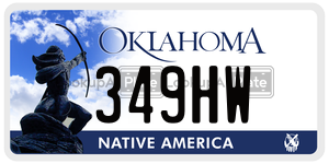 349HW  license plate in OK