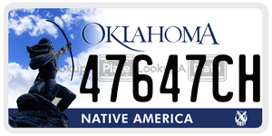47647CH  license plate in OK