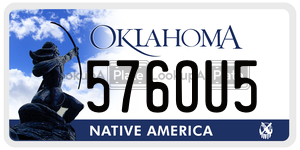 576OU5 license plate in Oklahoma