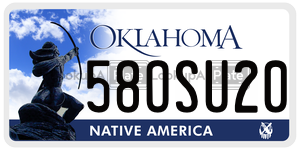58OSU20  license plate in OK