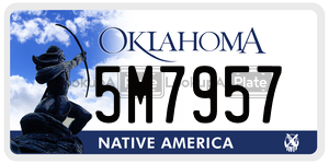 5M7957  license plate in OK
