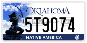 5T9074  license plate in OK