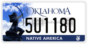 5U1180  license plate in OK