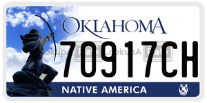70917CH  license plate in OK