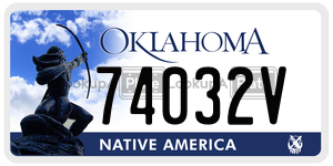 74032V  license plate in OK