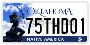 75THD01  license plate in OK