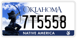 7T5558 license plate in Oklahoma